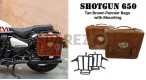 Fit For Royal Enfield Shotgun 650 Tan Brown Leather Pannier Bags with Mounting - SPAREZO